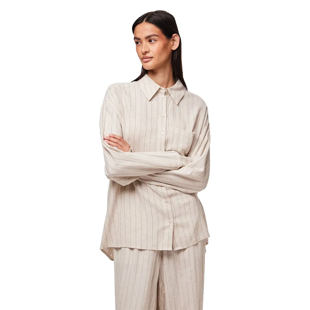 

Рубашка с длинным рукавом Pieces Pia Loose Fit, бежевый