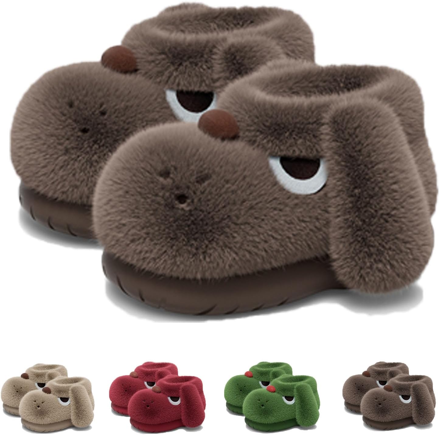 

Тапочки Zureto Cute с 3D собакой для женщин и мужчин, пушистые милые тапочки с изображением собаки для дома и улицы, с нескользящей подошвой, забавная домашняя обувь, темно-серый