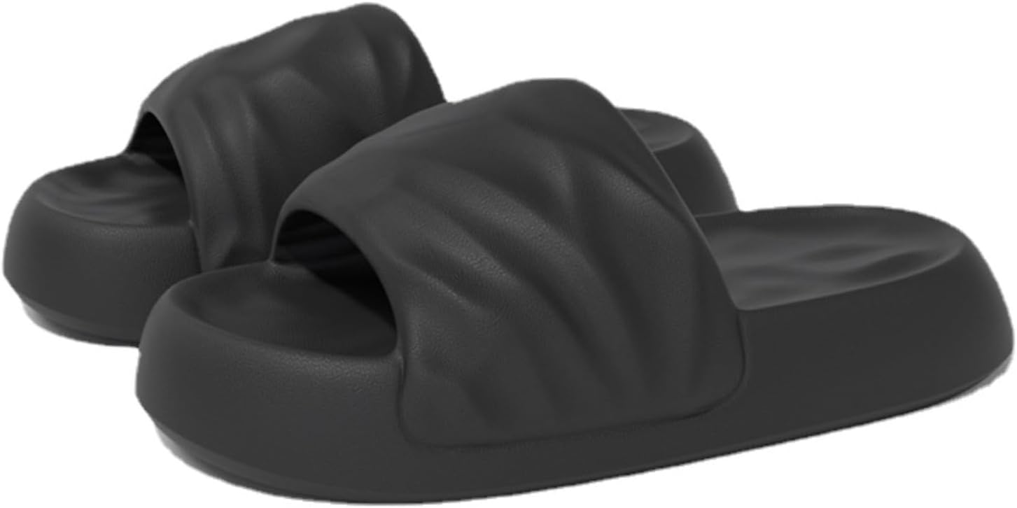 

Тапочки-подушечки для женщин и мужчин, сандалии-шлепанцы, обувь для душа, мягкие шлепанцы с толстой подошвой и амортизацией Srdmuph, черный