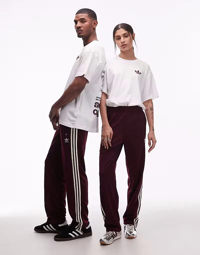 Спортивные брюки Adidas Originals Firebird Loose бордового цвета — фото 2