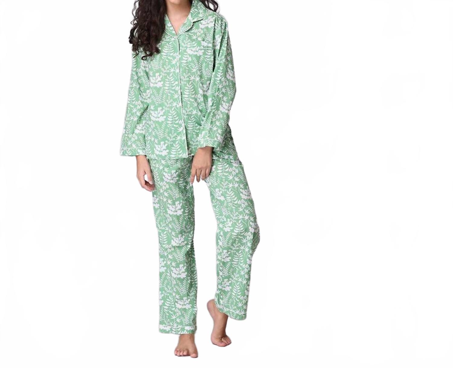 

Пижамный комплект Miya в зеленом ботаническом принте The Mahogany Store