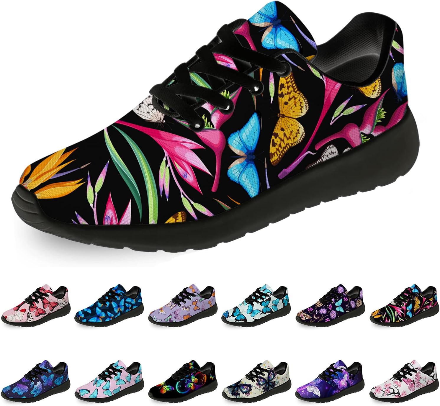 

Кроссовки с бабочками для женщин и мужчин, легкие для бега, прогулок и тенниса, женские и мужские кеды, обувь с бабочками, подарки Horethy, красный/синий