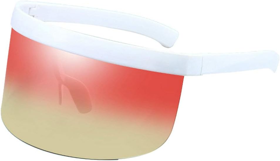 

Солнцезащитные очки COTIA в футуристическом стиле, увеличенного размера, с плоским верхом, зеркальными монолинзами, оправой песочного цвета, диаметром 166 мм, White Frame &Red Yellow