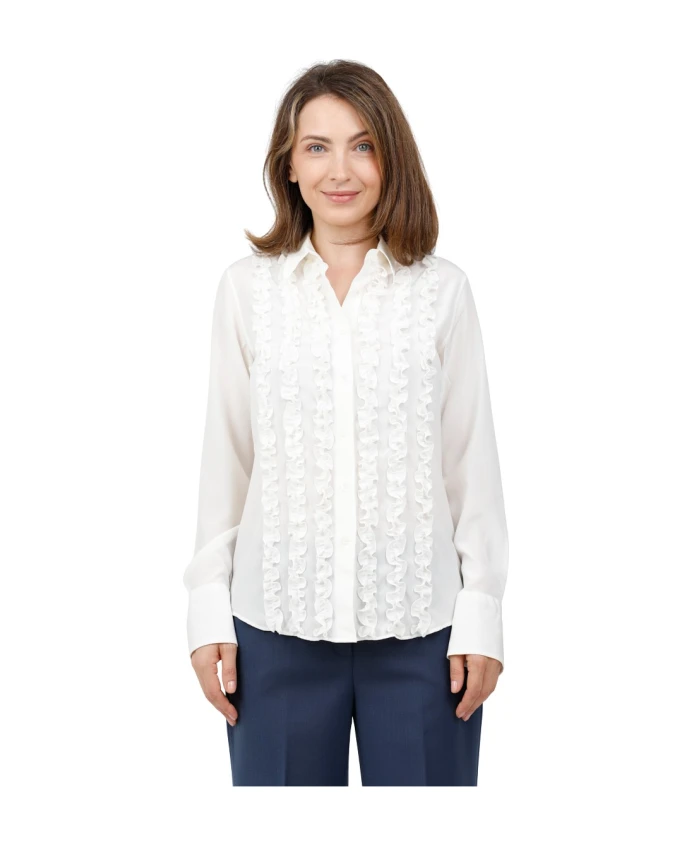 

Шелковая блузка с оборками Caliban, белый