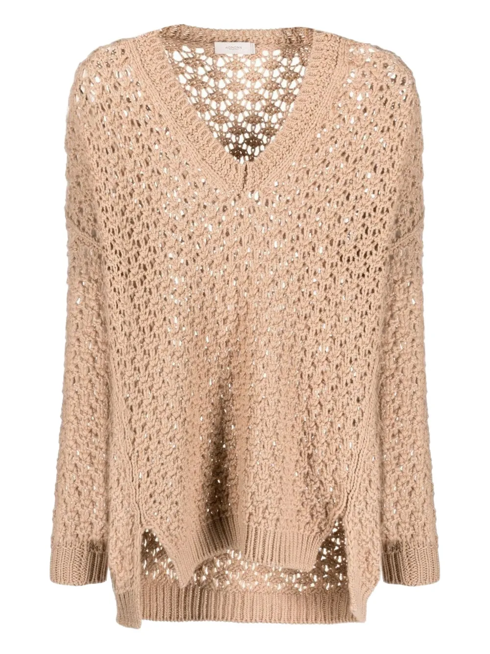 

Свитер с V-образным вырезом Agnona, коричневый