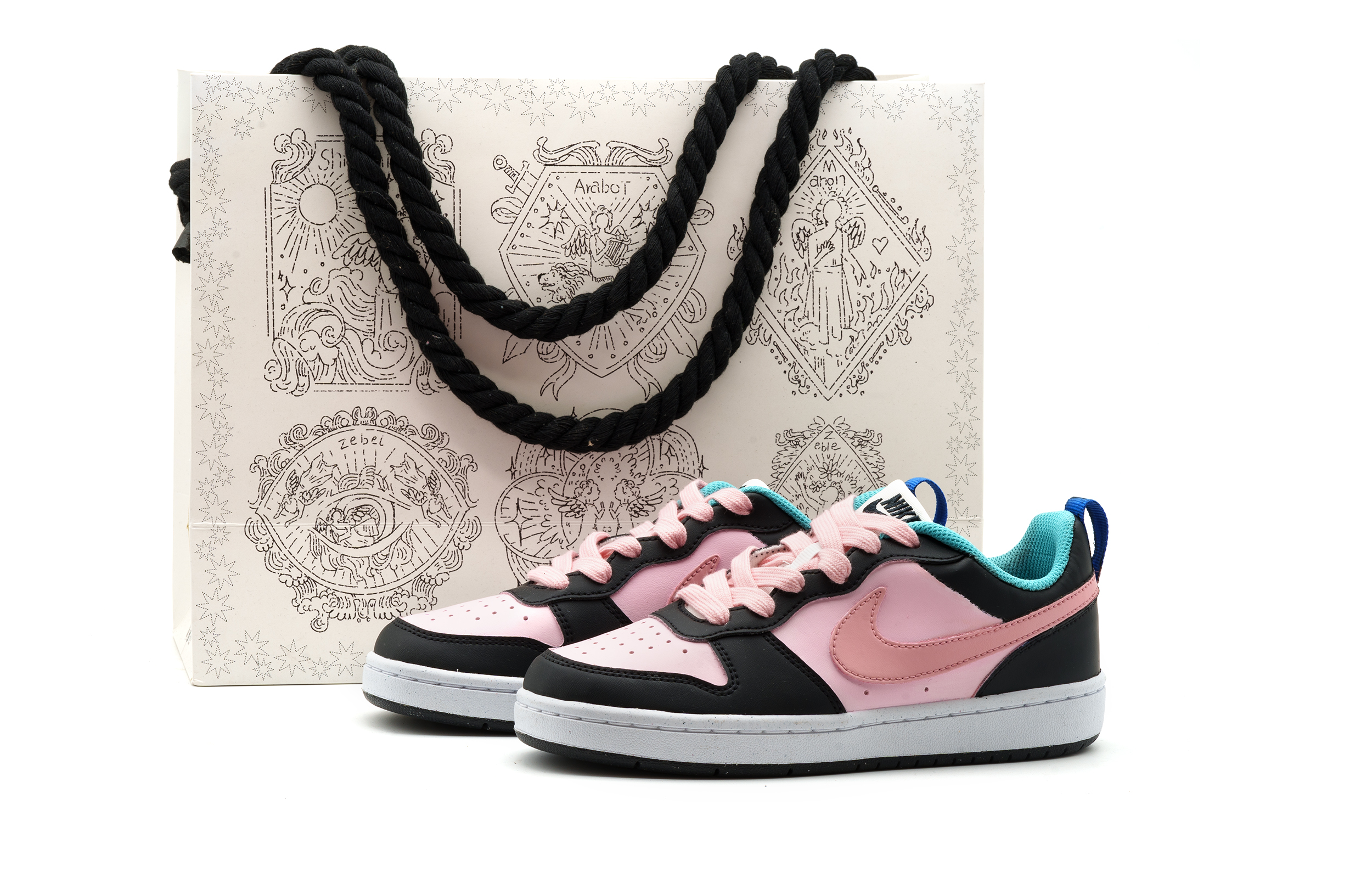 

Nike Детские кроссовки для скейтбординга Court Borough Pink Heart On You с амортизацией, износостойкие, розовые, для подростков