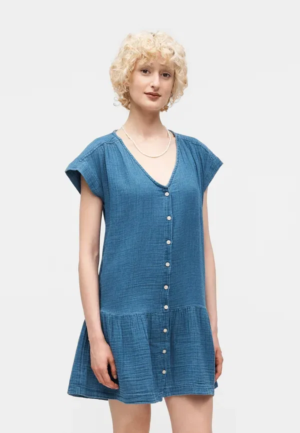 Платье-рубашка из марли с V-образным вырезом Gap, blue denim, голубой деним