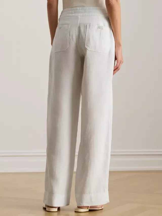 Льняные брюки Lauren Jovonie с широкими штанинами Ralph Lauren, White — фото 2