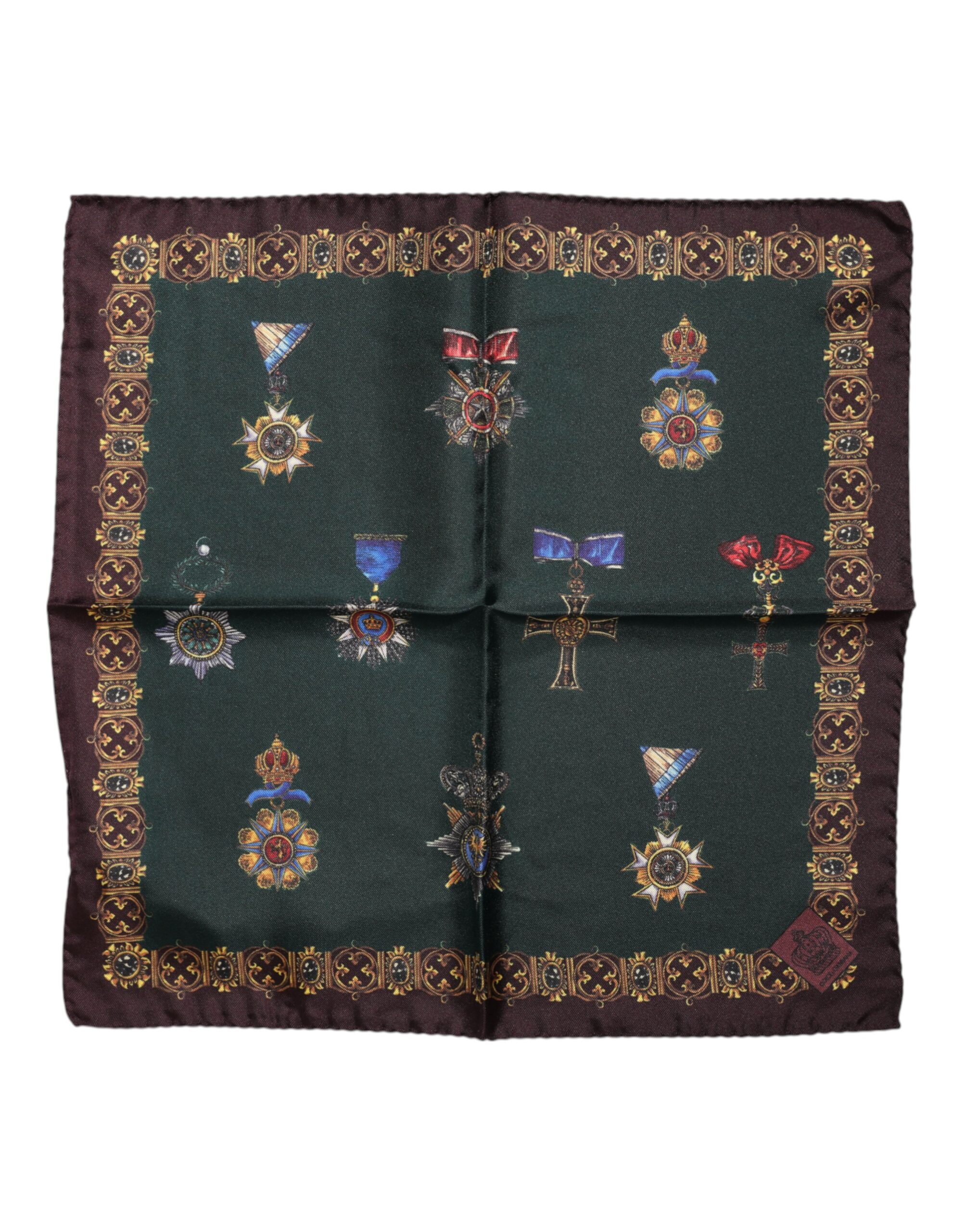 

Шелковый квадратный платок с зелеными медалями Dolce & Gabbana, зеленый