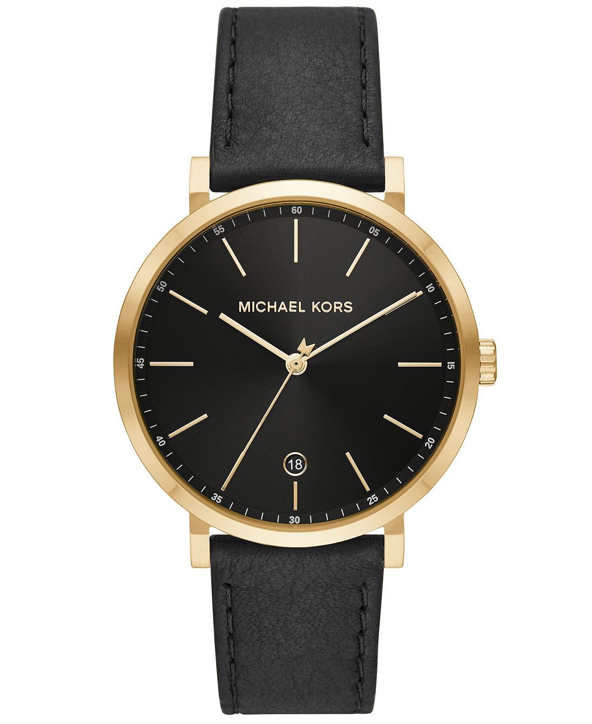 

Мужские часы Irving с тремя стрелками, черные кожаные, 42 мм Michael Kors