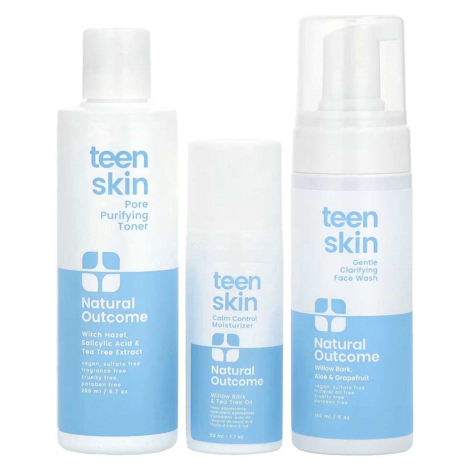 

Teen Skin, Набор для лица на каждый день, набор из 3 предметов Natural Outcome