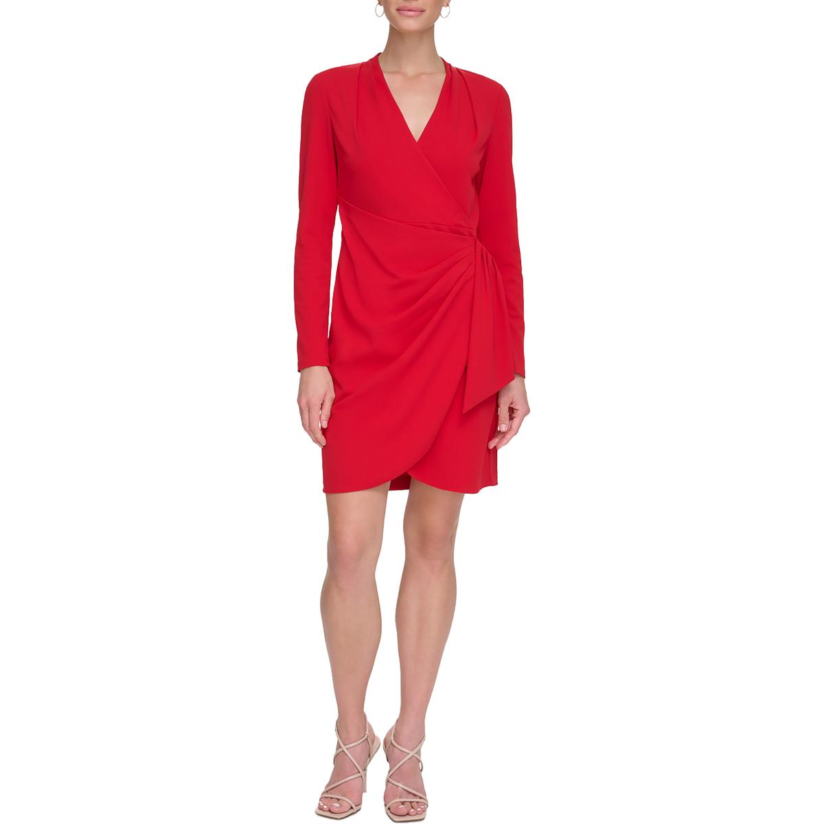 

Женское трикотажное платье-футляр с драпировкой DKNY, цвет scarlette