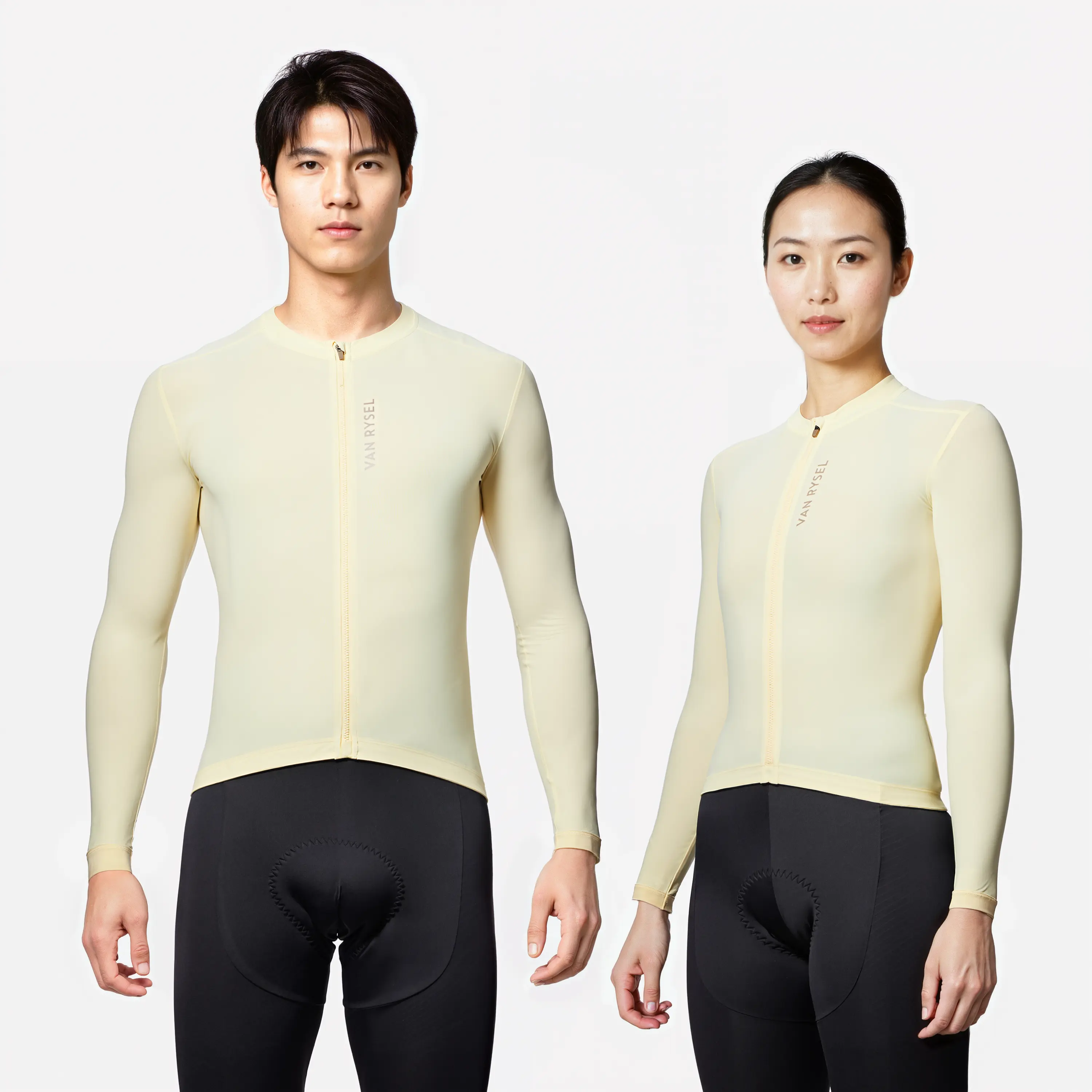 

Унисекс дорожная велофутболка с длинным рукавом Van Rysel RCR для защиты от солнца — светло-жёлтая