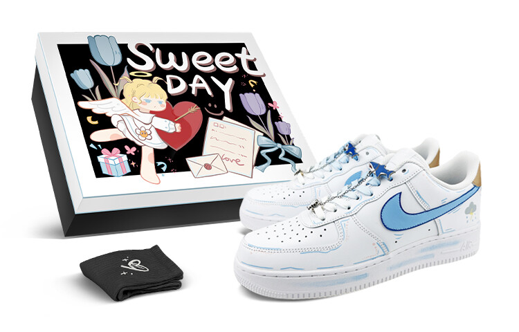 

Кроссовки Nike Air Force 1 Skateboard Shoes Men Low-Top White Blue