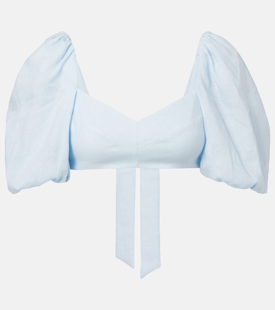 

Рианнон укороченный топ с пышными рукавами из льна Zimmermann, Mint