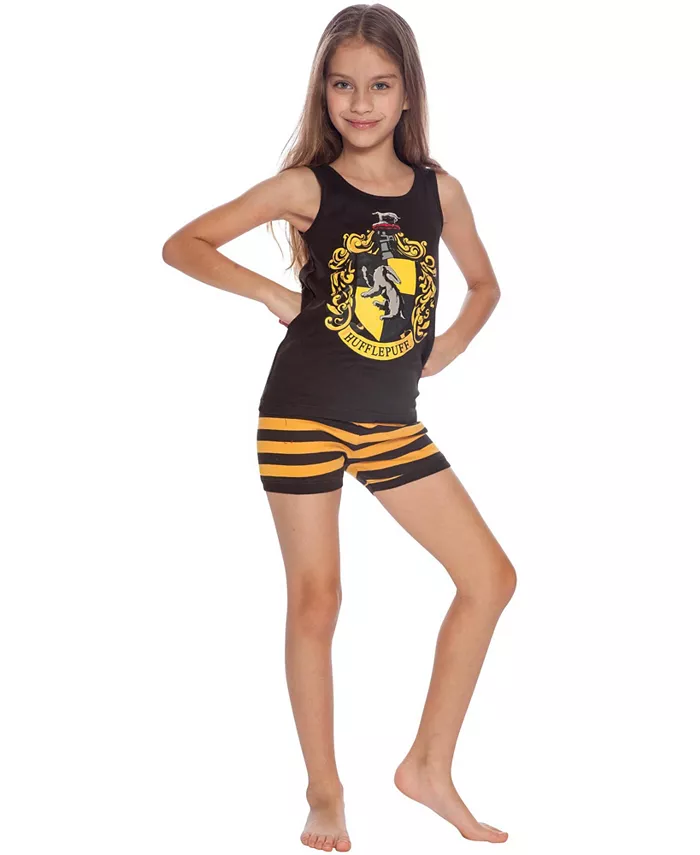 Детский пижамный комплект для девочек Big Girls Hogwarts All Houses Crest: топ и шорты (2 предмета) Harry Potter, желтый — фото 2