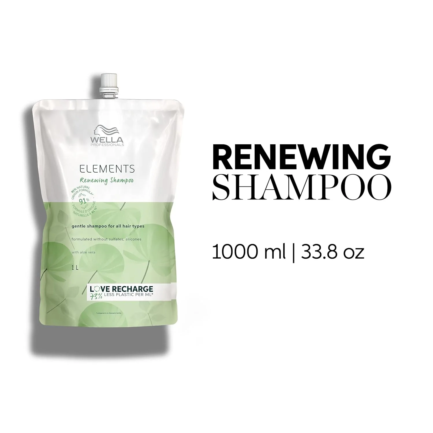 Шампунь Wella Professionals Elements Renewing | Мягкий шампунь без сульфатов и силиконов | Для всех типов волос 1000 мл (1 шт.) — фото 2