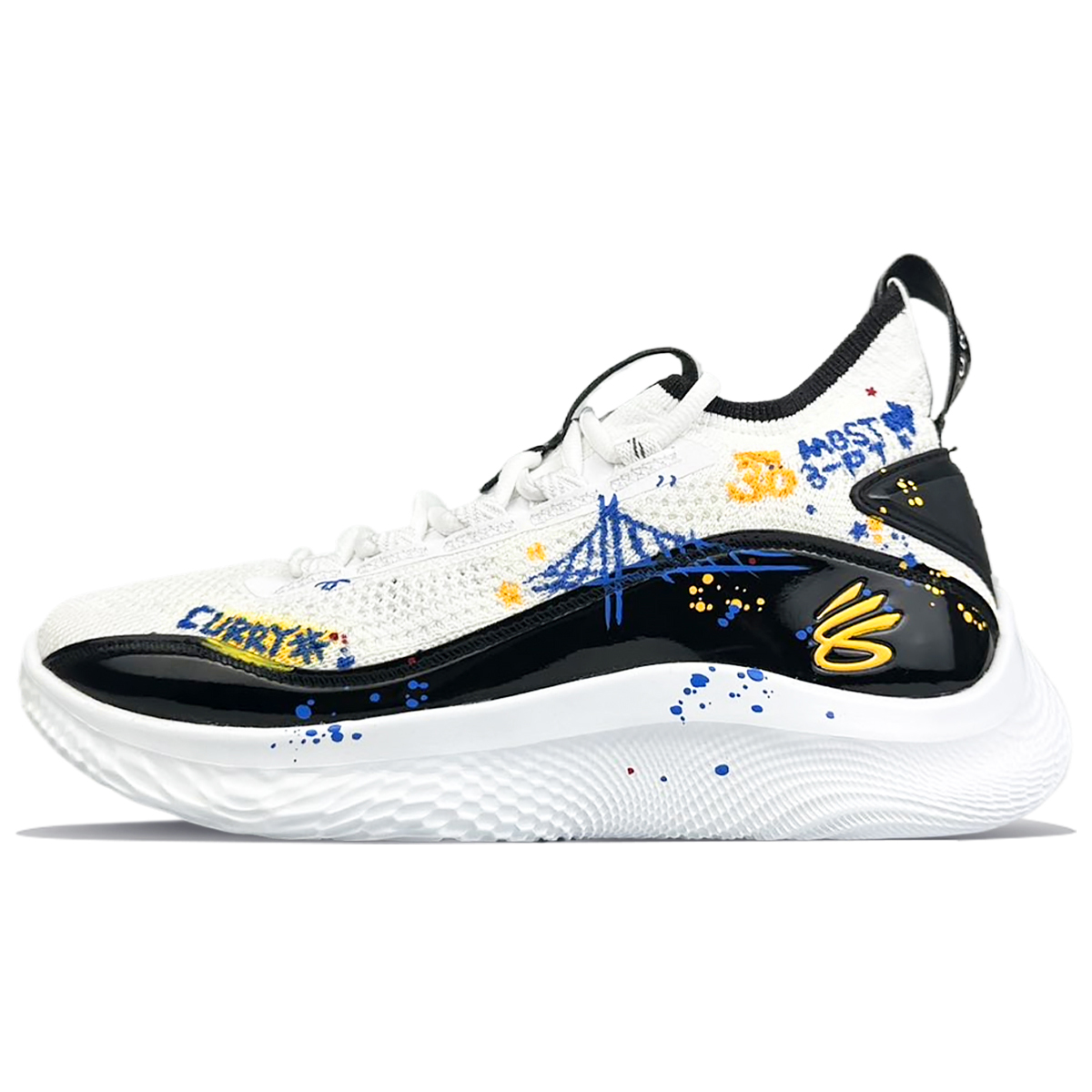 

Under Armour Кроссовки для баскетбола Curry 8 Unisex белые черные с противоскользящей подошвой и износостойким верхом