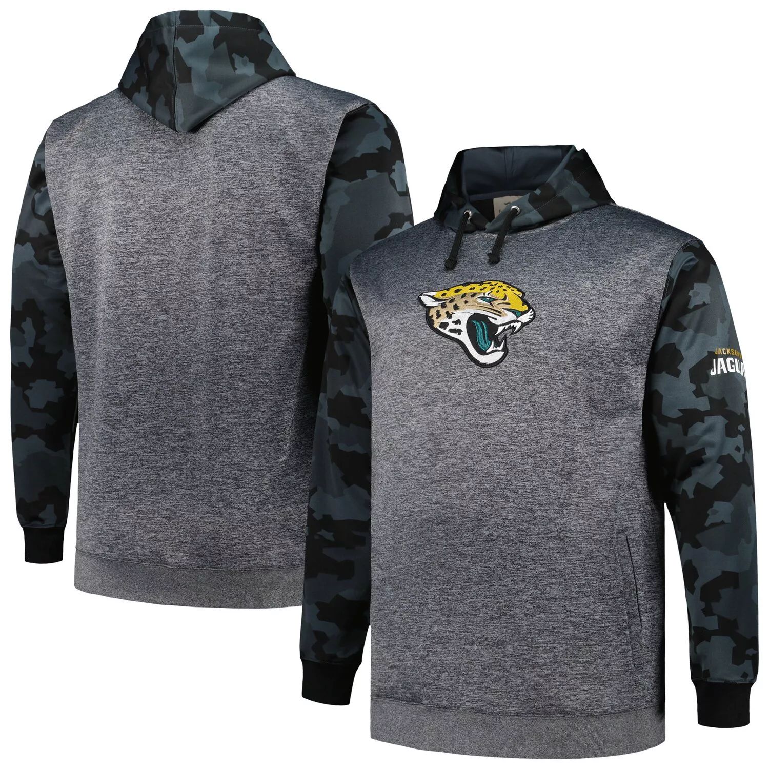 

Мужской пуловер с капюшоном и камуфляжным принтом Heather Charcoal Jacksonville Jaguars Fanatics