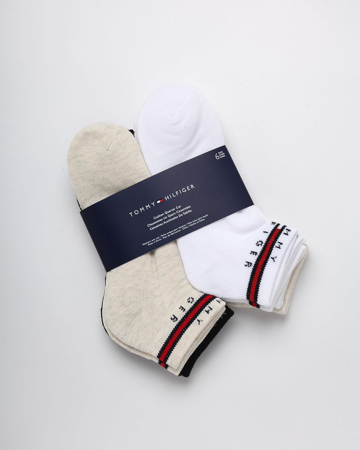 Женские носки Tommy Hilfiger Quarter - 6 пар мягких эластичных спортивных носков до щиколотки с мягкой подкладкой для женщин (размер: 4-10), Cream Heather Assorted — фото 3