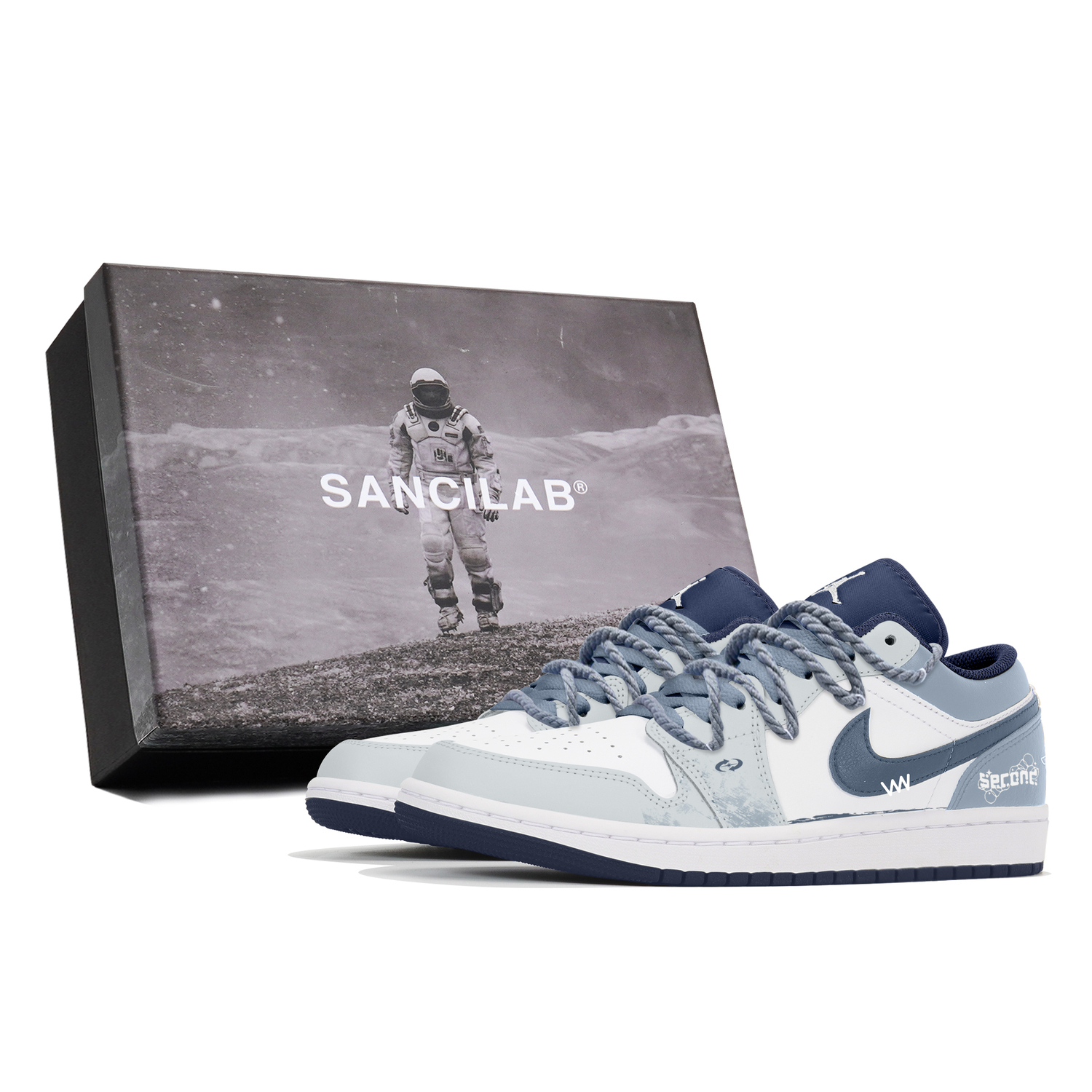 

Jordan Износостойкие низкие винтажные баскетбольные кроссовки мужские дымчато-голубые Air 1