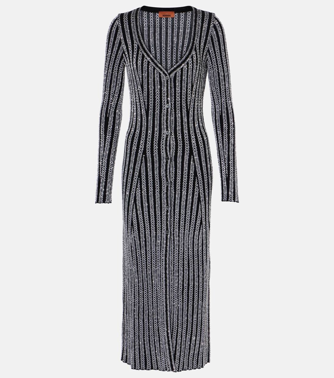 

Платье миди из ламе Missoni, цвет silver sequins on black