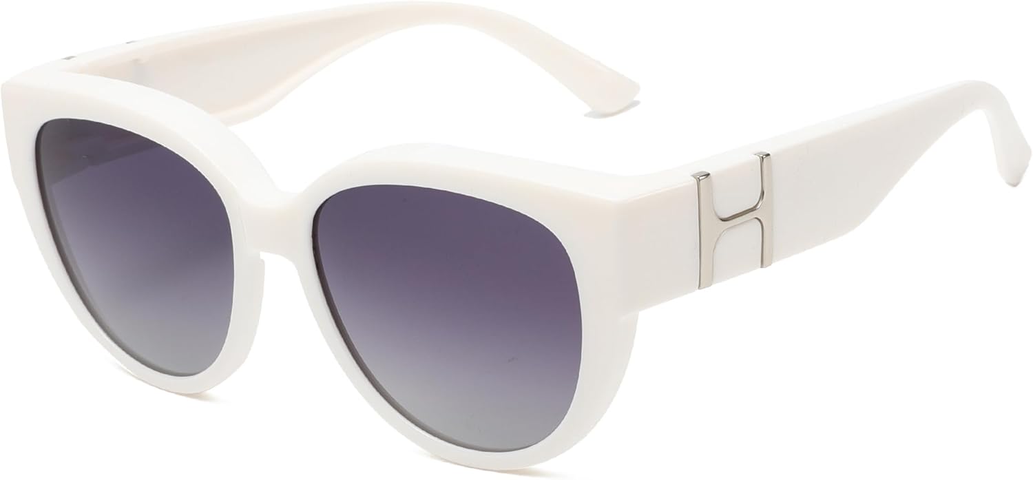 

Солнцезащитные очки Cyxus Fit Over для женщин, модные дизайнерские очки большого размера с поляризацией, защита от УФ-излучения UV400 для вождения, P1185, Less 5.14x2.28in-white/Gradient Grey-p1186