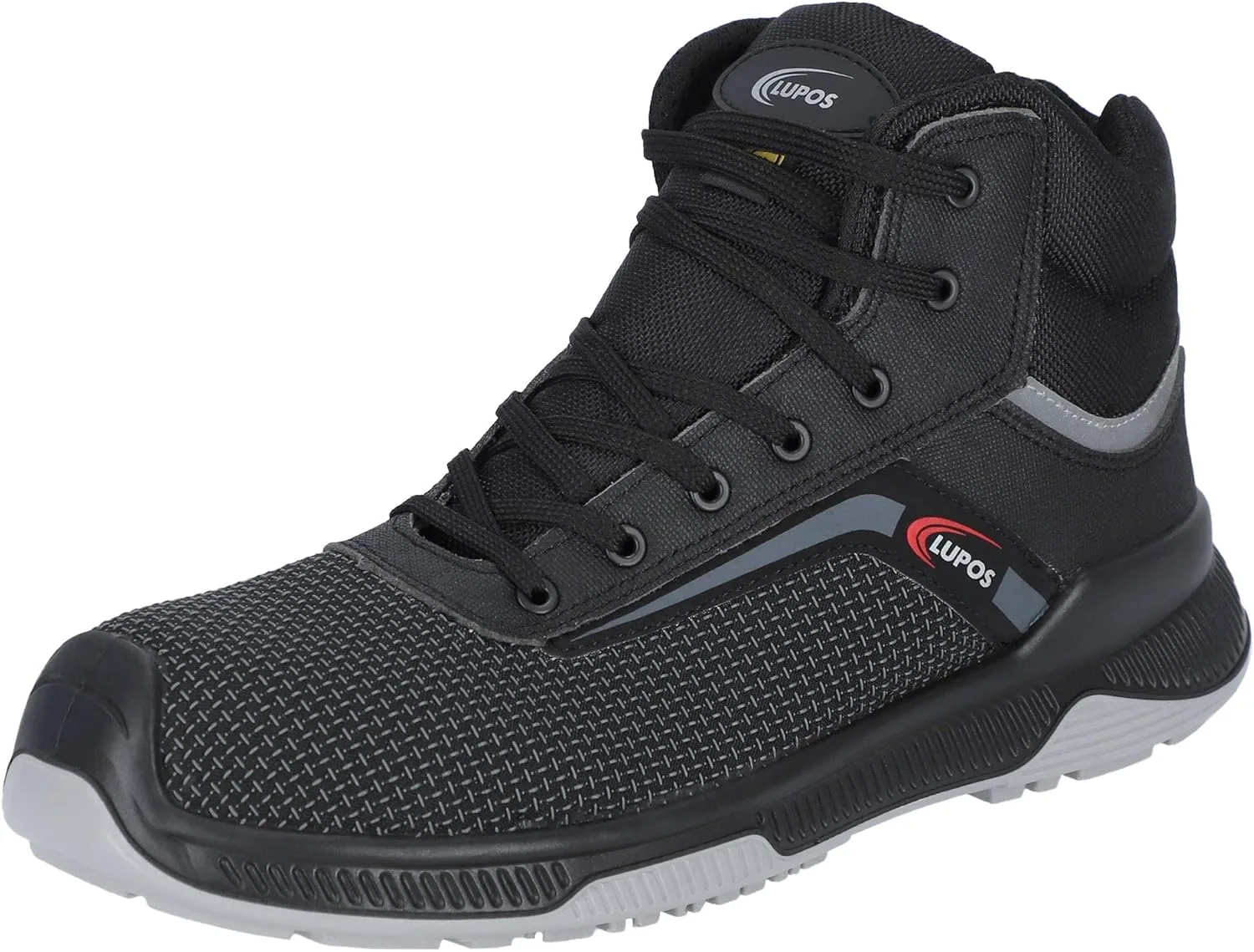 Отличные мужские защитные ботинки Lupos Spike Safety Shoes S3S ESD, без металлических деталей, водонепроницаемые и защищают пальцы от влаги, воздухопроницаемые, безмасляные, с антистатической подкладкой из полиуретана, черный/серый