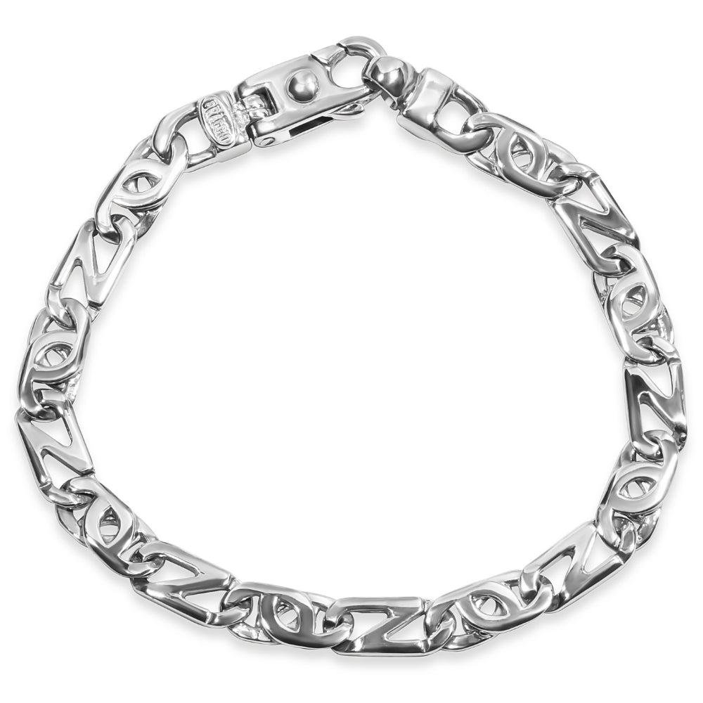 

Мужской браслет из золота 14 карат (26 грамм) или платины (42 грамма) 7 мм, 9 дюймов Pompeii3, 14K White Gold