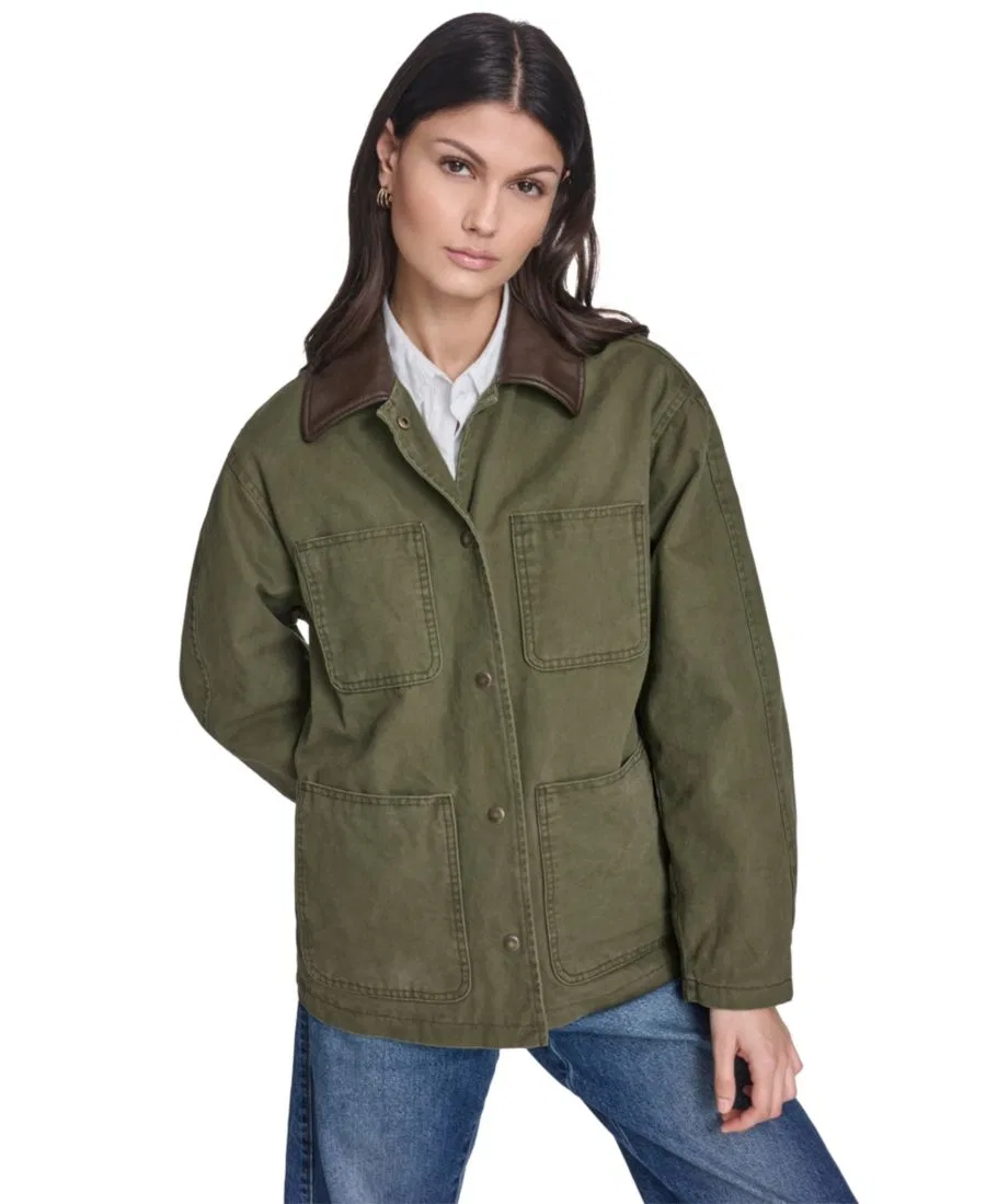 Женская куртка с отложным воротником Levi's, Olive Night With Brown Collar