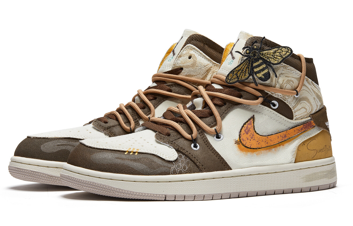 

Кроссовки Air Jordan 1 Vintage Basketball Shoes Men Mid-top Yellow, коричневый