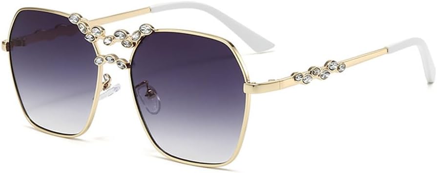 

Солнцезащитные очки для женщин 2027 года в металлической оправе с защитой от УФ-излучения, бриллиантовой инкрустацией и двойным лучом для уличной фотосъемки MTZJH, Gradual Purple