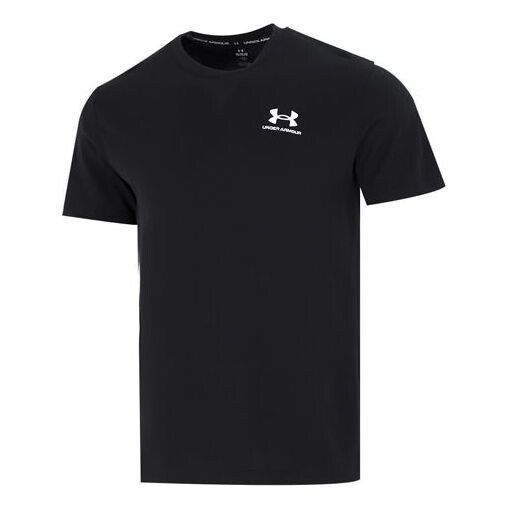 

Футболка logo embroidered heavyweight short sleeve t-shirt 'black white' Under Armour, черный