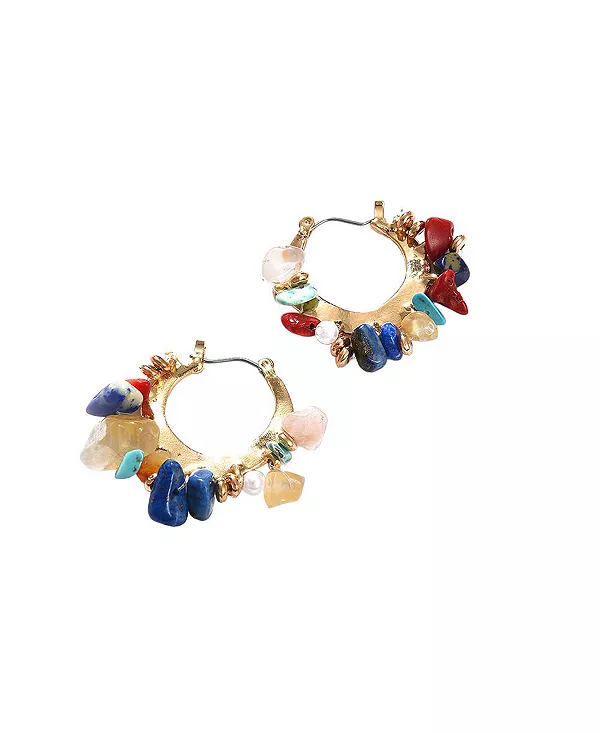 

Женские серьги-кольца с камнями Sohi, gold