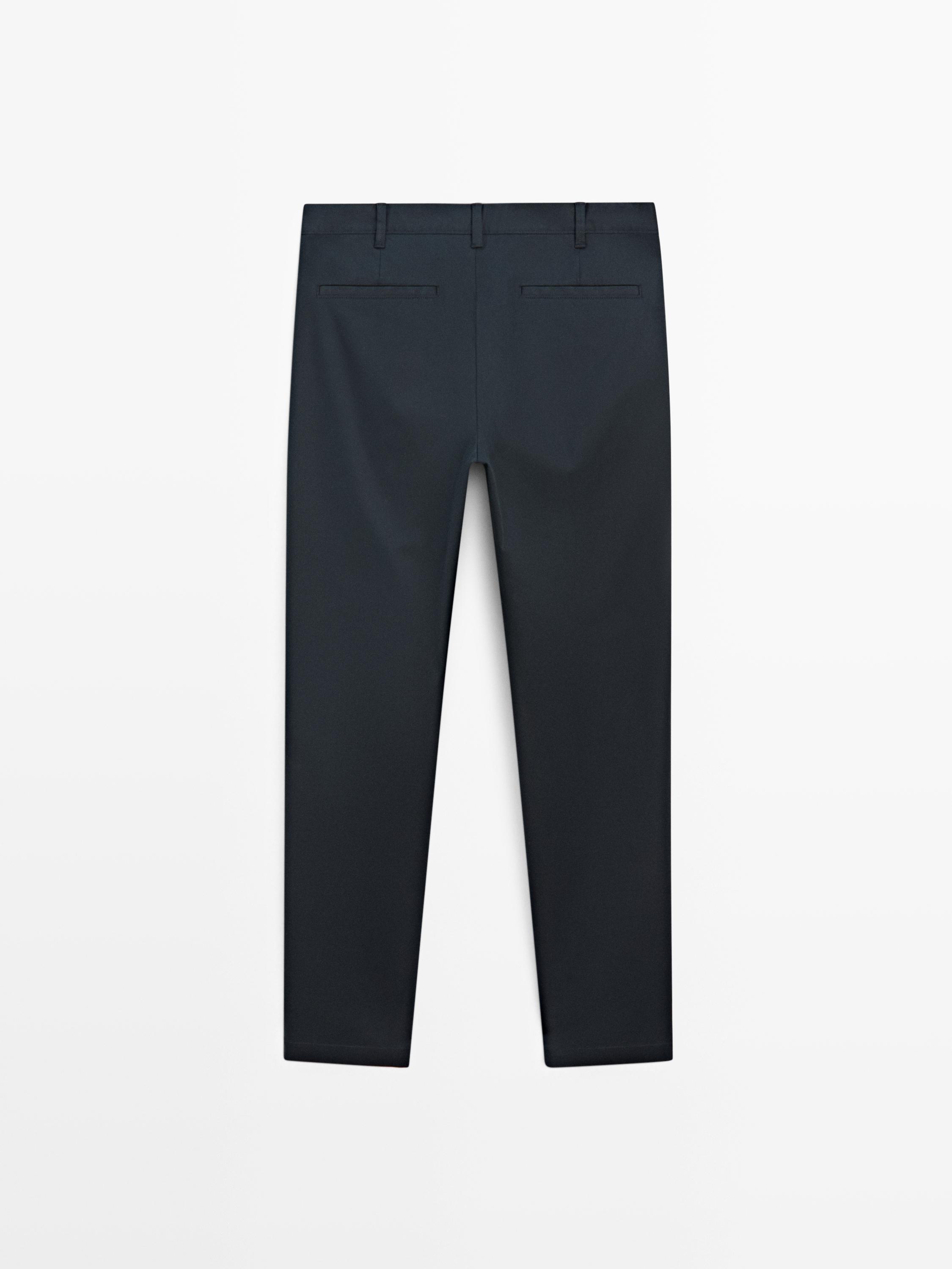 Брюки slim fit из хлопковой смеси Massimo Dutti, navy blue — фото 3