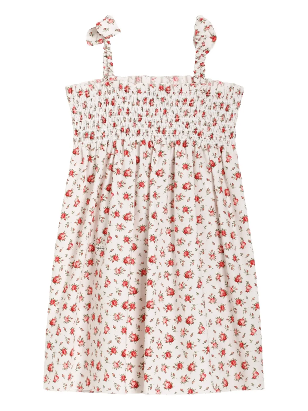 Присборенное платье с цветочным принтом Dolce & Gabbana Kids, белый — фото 2