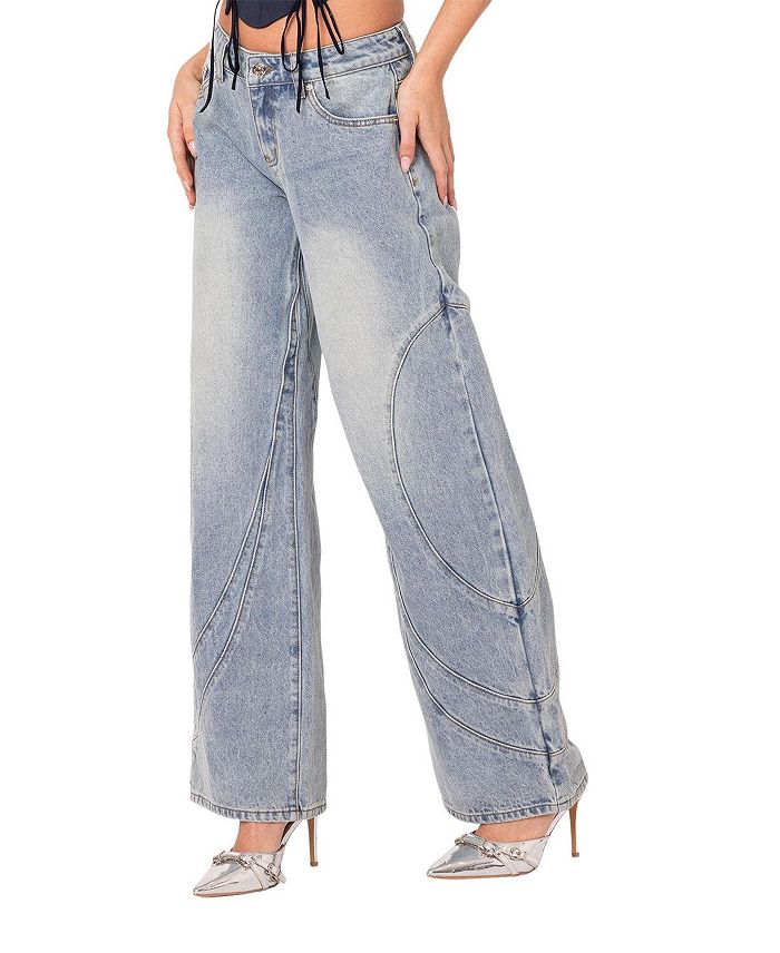 

Джинсы Oaklynn Stitch Detail Low Rise в светло-голубом цвете Edikted, синий