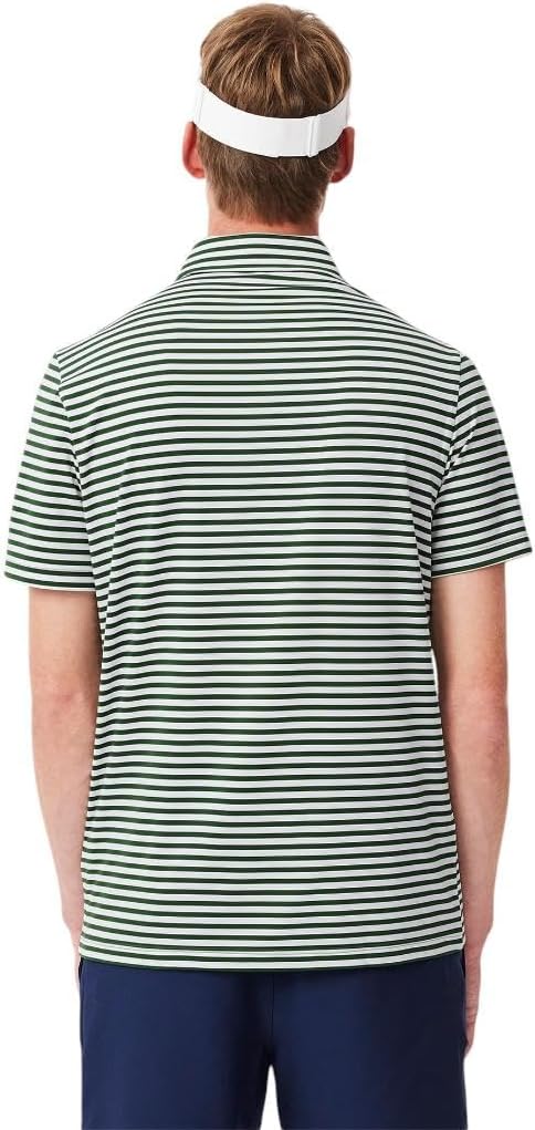 Мужская поло для гольфа Lacoste Sport Regular Fit с защитой от ультрафиолета, Green/White Striped — фото 3