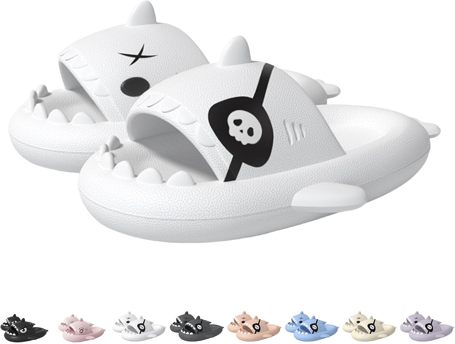 

Шлепанцы с пиратской акулой, шлепанцы с большой глазами, летние противоскользящие шлепанцы «Облако-акула», унисекс для дома и улицы Generic, белый