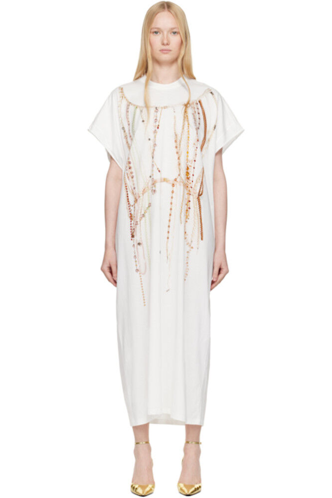 

Белое базовое трикотажное платье миди MM6 Maison Margiela