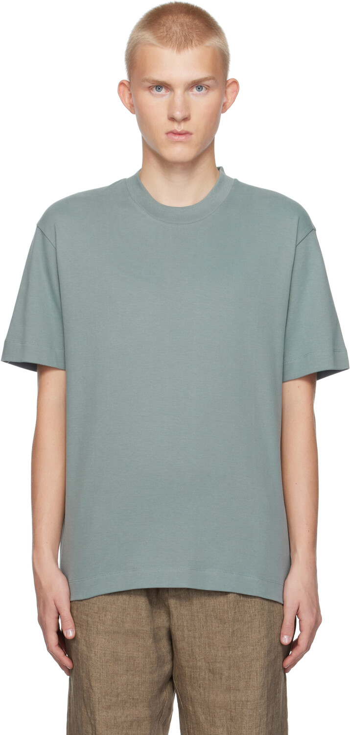 

Зеленая свободная футболка Heavyweight Sunspel, Smoke green