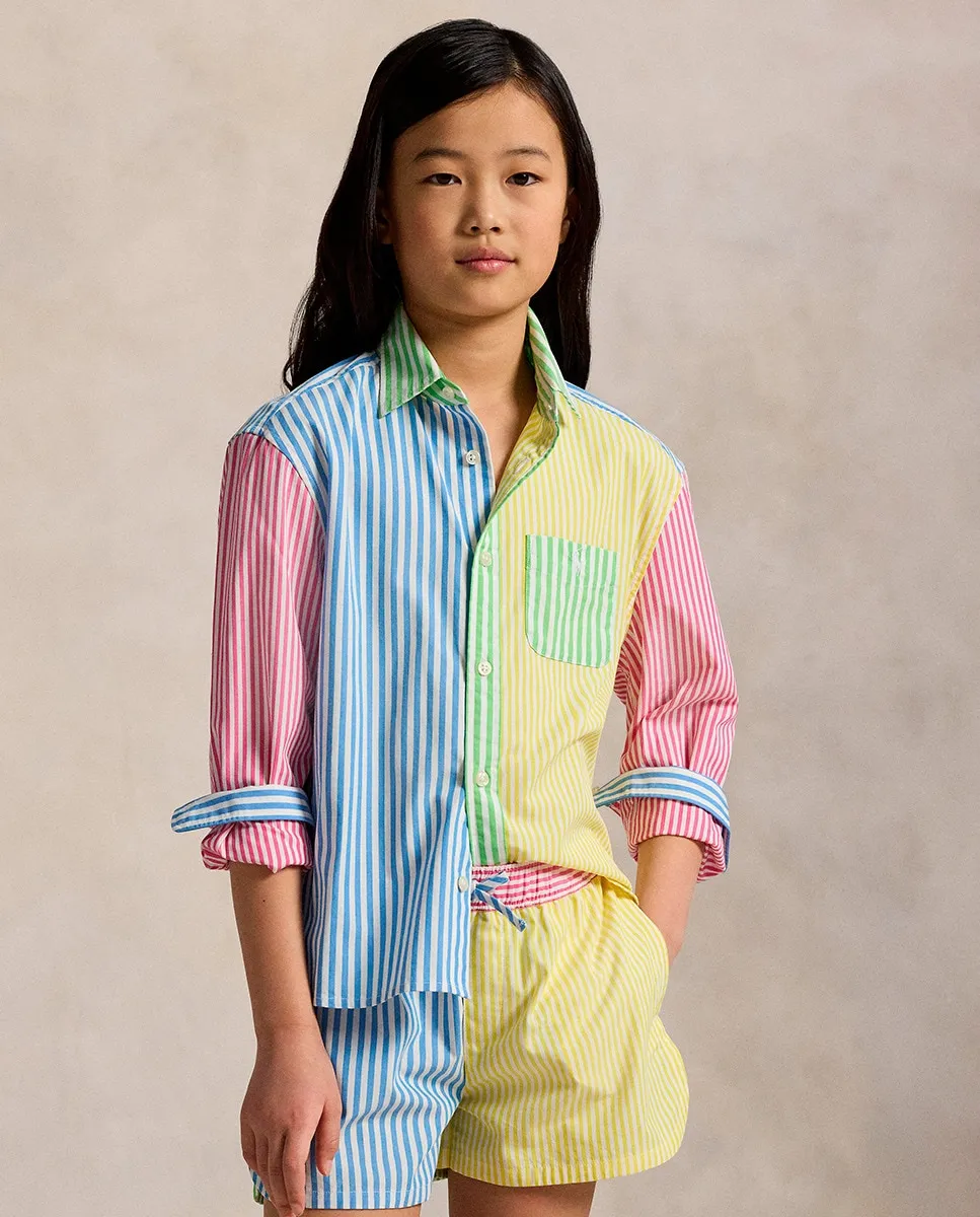 

Детская хлопковая рубашка с карманом Polo Ralph Lauren, многоцветный