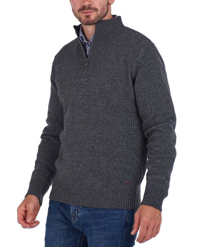 

Мужской шерстяной свитер Nelson Essential с молнией на четверть Barbour, серый