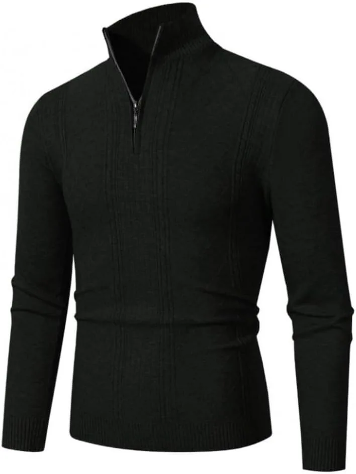 Men's Half-Zip Knit Pullover Sweater Fall Winter Casual Warm Soft top