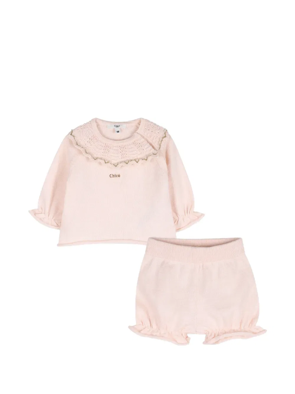 Вязаный комплект с оборками Chloe Kids, розовый