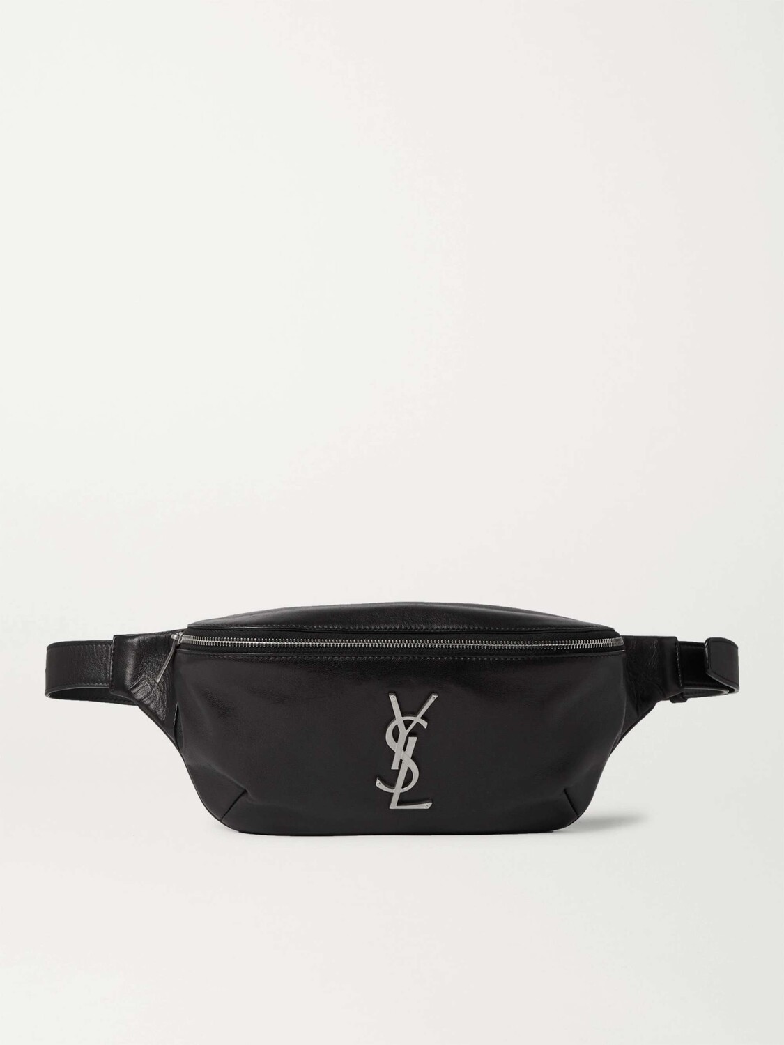 

Кожаная поясная сумка с аппликацией логотипа SAINT LAURENT, черный