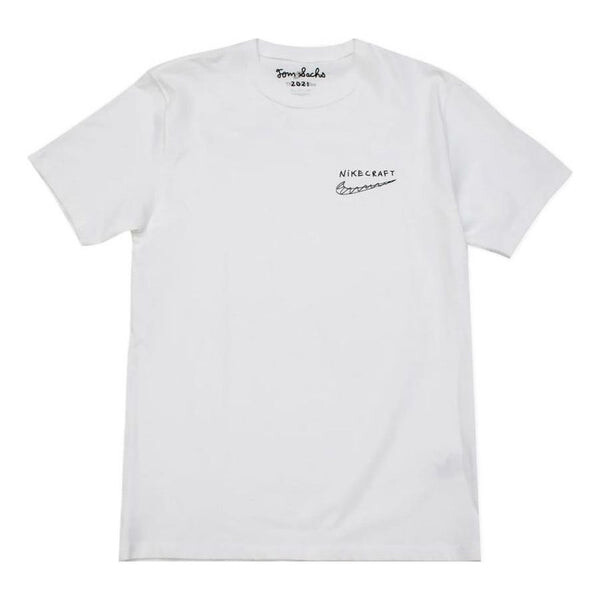 Футболка solid color minimalistic alphabet logo printing round neck short sleeve white t-shirt Nike, белый