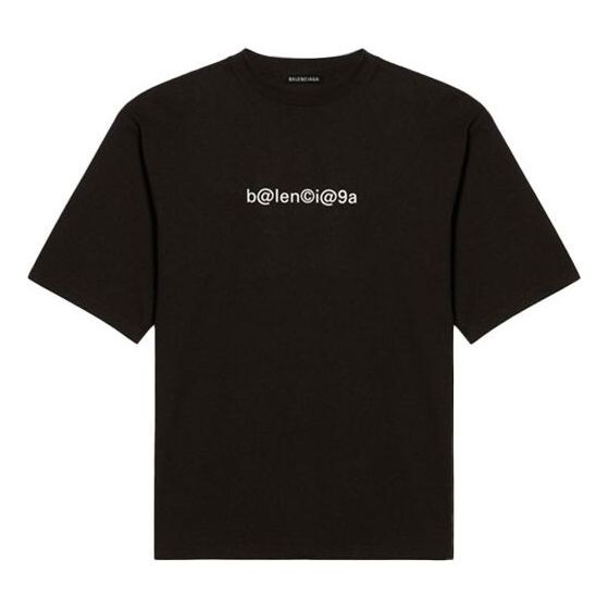

Футболка men's symbolic round neck alphabet printing short sleeve black Balenciaga, черный
