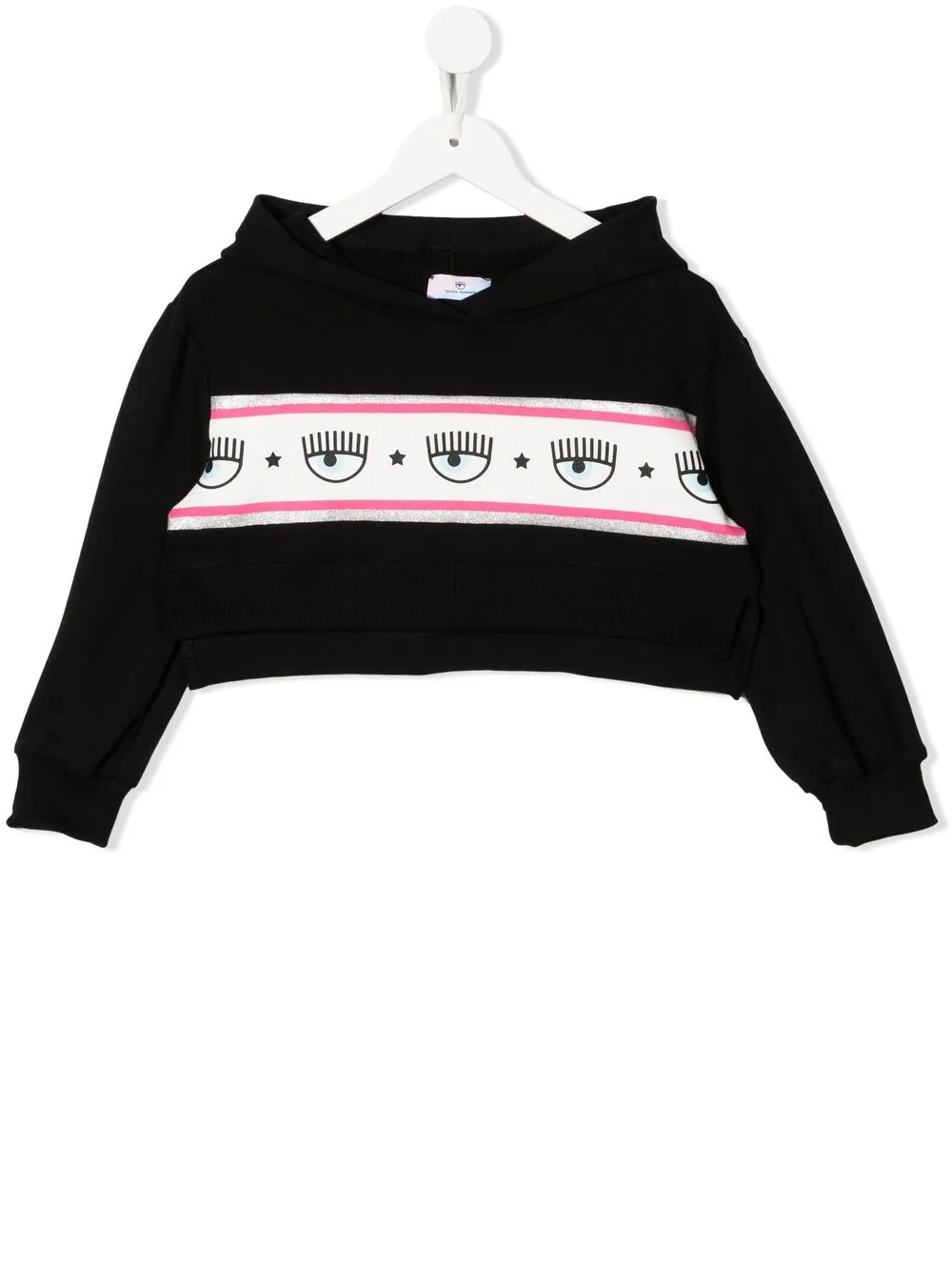 

Укороченное худи с логотипом Chiara Ferragni Kids, черный