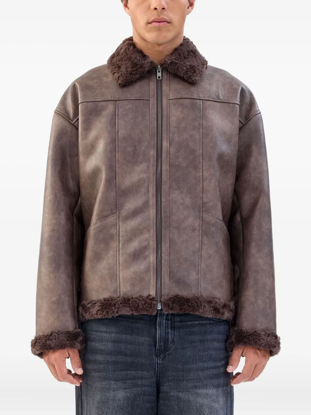 

Куртка с воротником из искусственного меха Unreal Fur, коричневый